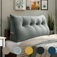 thumbnail image 2 of WOWMAX Large Bolster Triangular Headboard Backrest Positioning Support Back Pillow for Sitting in Bed Wedge Pillow Headboard for Day Bed Removable Cover, Gifts for Mom Full Velvet Light Gray, 2 of 4