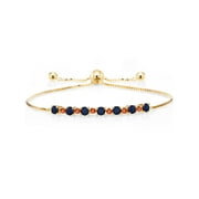 Gem Stone King 1.31 Ct Blue Sapphire Orange Sapphire 18K Yellow Gold Plated Silver Adjustable Tennis Bracelet for Women Up to 9 inch