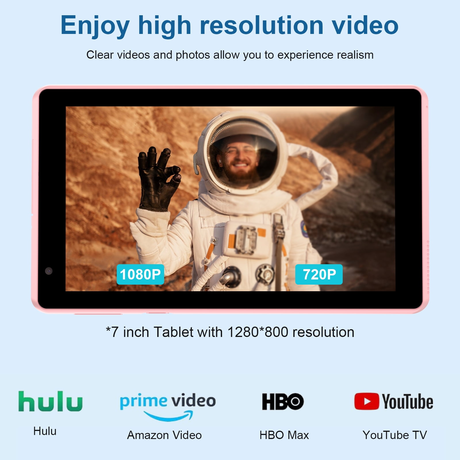 Tablet 7 inch Android 12.0 Tablet, 4GB+32GB ROM （1TB Expand）, Quad-Core, WiFi, GMS, Dual Camera, Educational, Games Pink