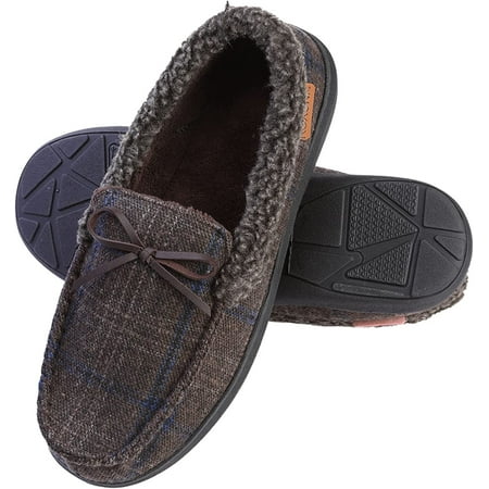 

Men s Slippers Moccasin Plush Lined House Shoes Fuzzy Furry Grey
