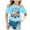 Blue, variant on Kid Girls Tops Cartoon Print Crew Neck Short Sleeve Tee Summer Casual Loose T Shirt Orange Size 4-6 Years