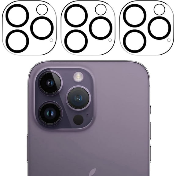 3 Pack for iPhone 15 Pro Max 14 Pro Max/iPhone 15 Pro 14 Pro Tempered Glass Camera Lens Protector, HD Clear 9H Hardness Scratch-Resistant Shockproof Cover Film Lens Protector Case Friendly
