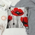 thumbnail image 2 of HENGT  Poppy Flower Square Throw Pillow Cover Red Poppies Soft Pillowcases Pillow Cushion Covers for Home Sofa Couch Garden Bench Living Room Car Decoration, Grunge Poppies Field, 2 of 5