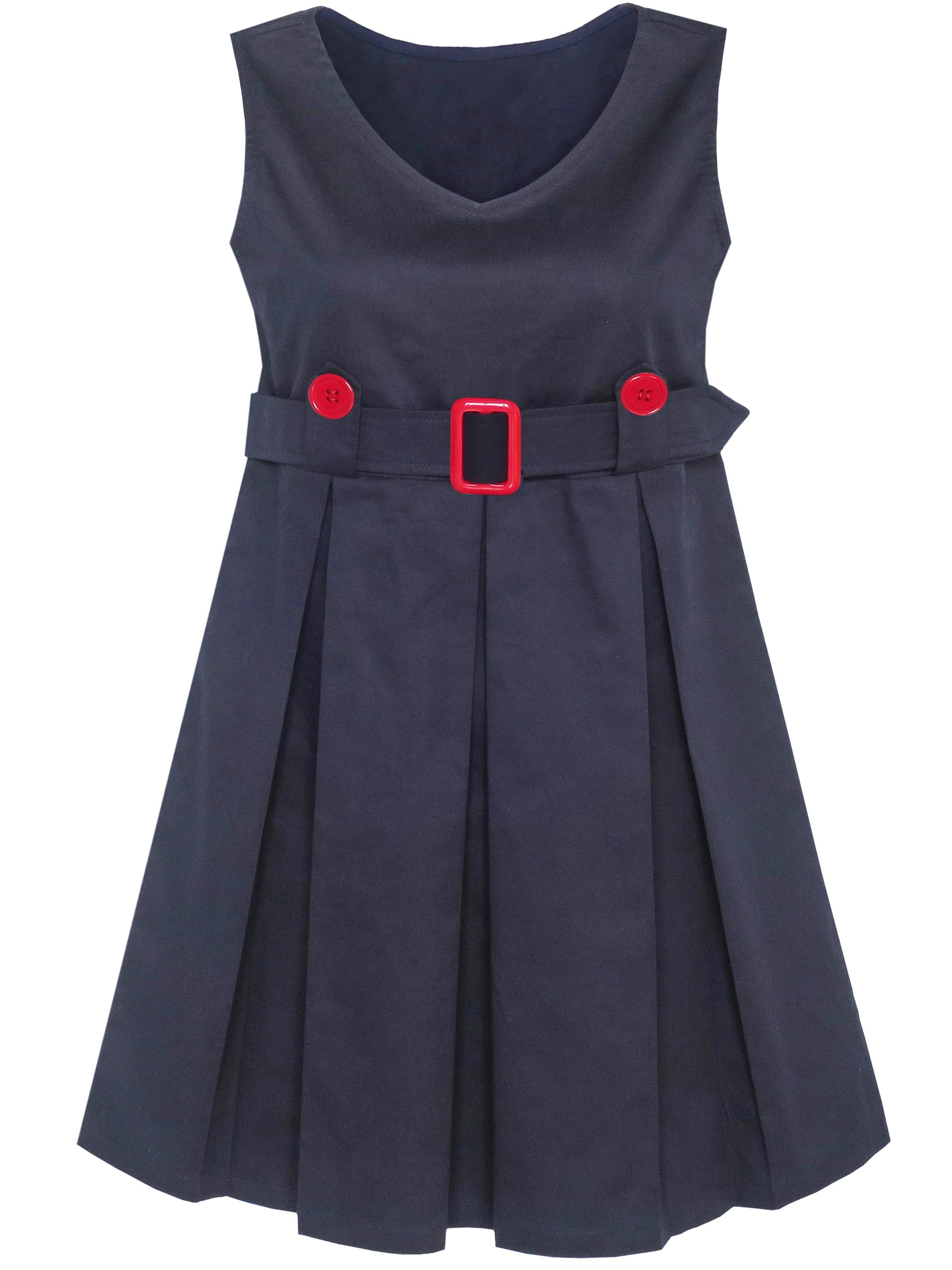 Girls Dress Navy Blue Back School Uniform Pleated Hem 6