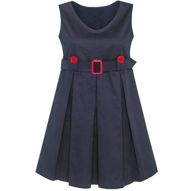 Girls Dress Navy Blue Back School Uniform Pleated Hem 10 Years