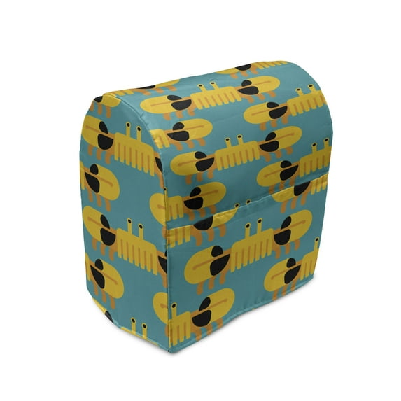 Cartoon Stand Mixer Cover, Funny Crabs Sea Fish Cancer Horoscope Marine Life Underwater, Kitchen Appliance Organizer Bag Cover with Pockets, 5 Quarts, Earth Yellow and Teal, by Ambesonne