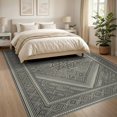 thumbnail image 3 of ODIKA 8'x10' Washable Area Rug Non-Shedding, Easy Care, Entry Neutral Grey Banded Geometric Repeating Entryway Front for King Size Bedroom Under Bed, Master Suite, 3 of 7