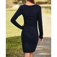 thumbnail image 6 of FreshPretty Fall Dresses for Women Basic Casual Crew Neck Long Sleeve Ruched Bodycon Short T Shirt Dress Wedding Guest, 6 of 6
