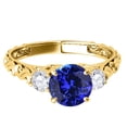 thumbnail image 2 of Mauli Jewels Rings for Women 0.70 Carat Diamond And Round Shaped Tanzanite Ring 4-prong 10K Yellow Gold, 2 of 6