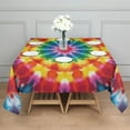 thumbnail image 3 of Colorful Rainbow Tie Dye Spiral Pattern Square Tablecloth,Waterproof Square Table Cover,Wipeable Spillproof Washable Table Cover for Home Kitchen Party Decor 52"x52"(132x132cm), 3 of 6