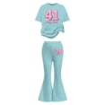 thumbnail image 5 of Gaexia Girls Size 9/10 Outfits,Girls Casual Fashion Outfit With Bow Short Sleeve Top and Long Pants for Play and Daily Wear Fashion Clothes,7-8 Years, 5 of 6
