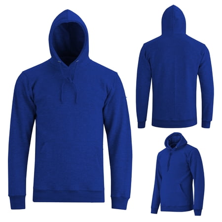 Men's Winter Fleece Hoodie Sweatshirt Warm Long Sleeve Pullover Hooded Blue-M