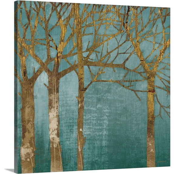 Great BIG Canvas | "Golden Day Turquoise" Canvas Wall Art - 16x16