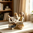 thumbnail image 6 of Wood Carved Style Resin Reading Figurine with Display Stand "Just A Who Loves Books", Book Lover Statue Desktop Tabletop Ornament for Bookshelf Library Office Home Decor Gift, 6 of 7