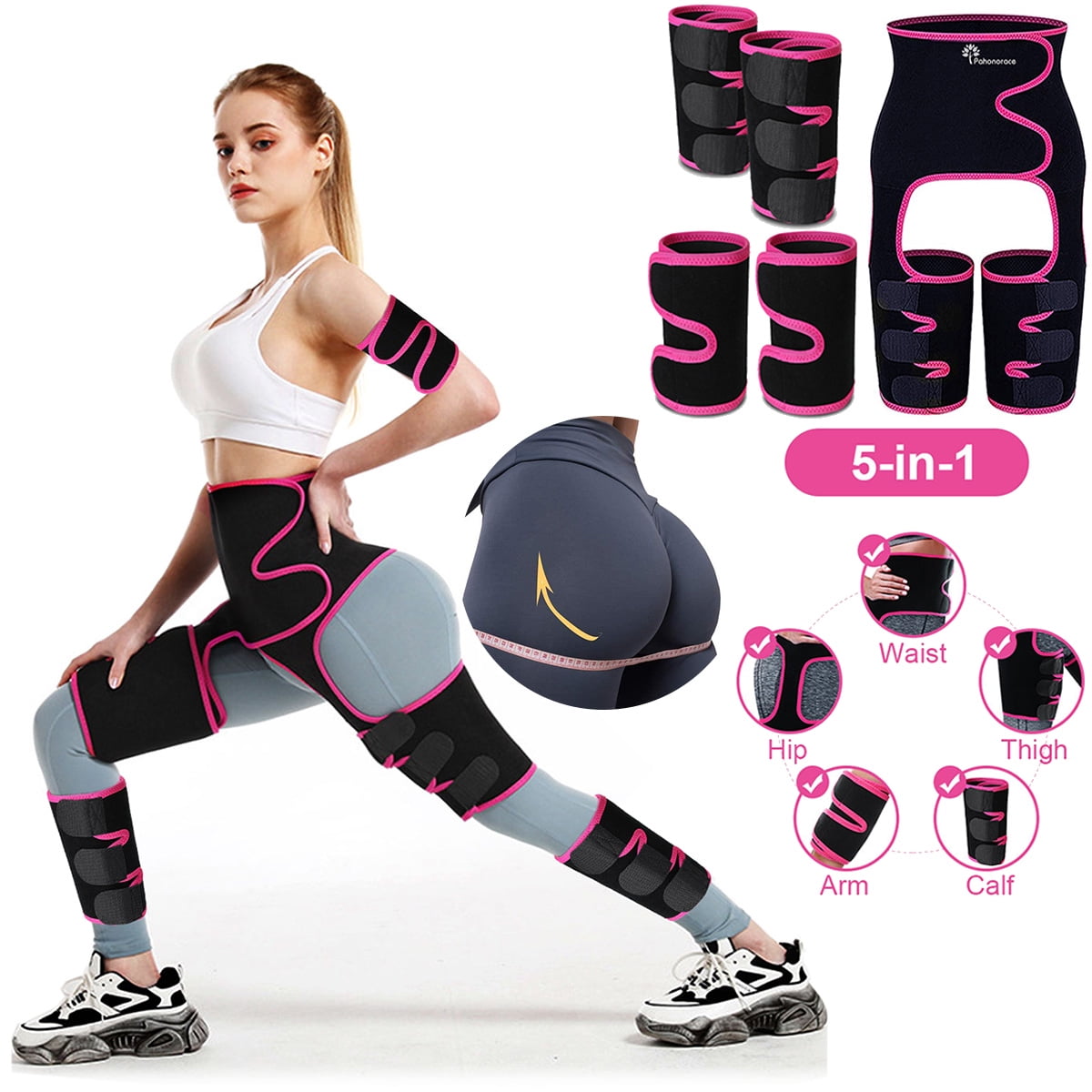 APPIE 5 Pcs Waist Trainer Waist Thigh Belt for Women Butt Lifter Adjustable Hip Enhancer Sauna Slimming Body Shaper for Women Fitness Workout Slimming