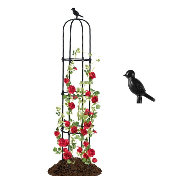 Garden Trellis Lalahoni, 170 cm de alto, obelisco de metal negro