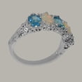 thumbnail image 4 of LBG British Made 10k White Gold Natural Blue Topaz & Opal Womens Eternity Ring - 33 size options - Size 11.25, 4 of 8