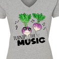 thumbnail image 4 of Inktastic Turnip the Music Partying Vegetables Women's V-Neck T-Shirt, 4 of 5