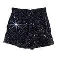 thumbnail image 4 of Women's Sequin Bermuda Shorts 2026 Summer Embroidered Print Slim Fit Hot Pants with Pockets Trendy Casual Stretch Workout Beach Shorts, 4 of 5