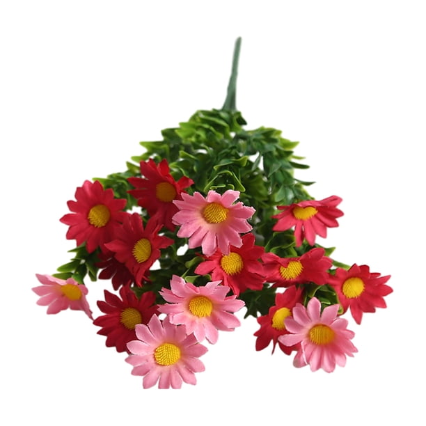 Ramo de flores artificiales con hojas verdes, realista, resistente a los rayos UV, de seda, para interior y exterior, jardín, patio, balcón, decoración del hogar.