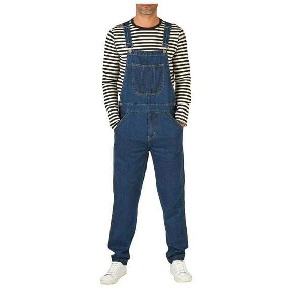 Men's Classic Denim Overalls with Adjustable Straps, Durable Jeans Bib Overall for Everyday Wear