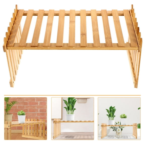 Niceauty Flower Pot Organizer Flowerpot Display Rack Khaki Phyllostachys Bamboo 1Pcs