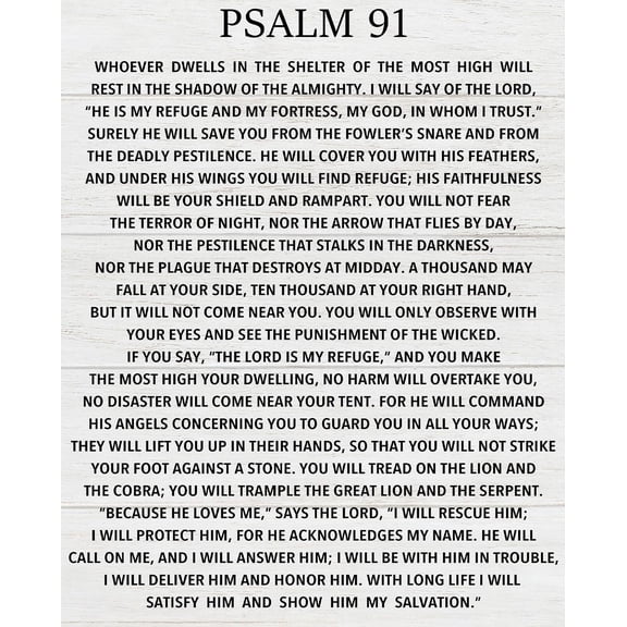 Motivational Psalm 91 Wall Art Decor, Christian Bible Verse Wall Art Religious Home Decor Rustic for Bedroom Office Living Room poster