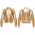 thumbnail image 6 of Kvysinly Kids Girls Metallic Bomber Jacket Coat Long Sleeve Zipper Closure Top for Hip Hop Jazz Dance Gold 12, 6 of 8