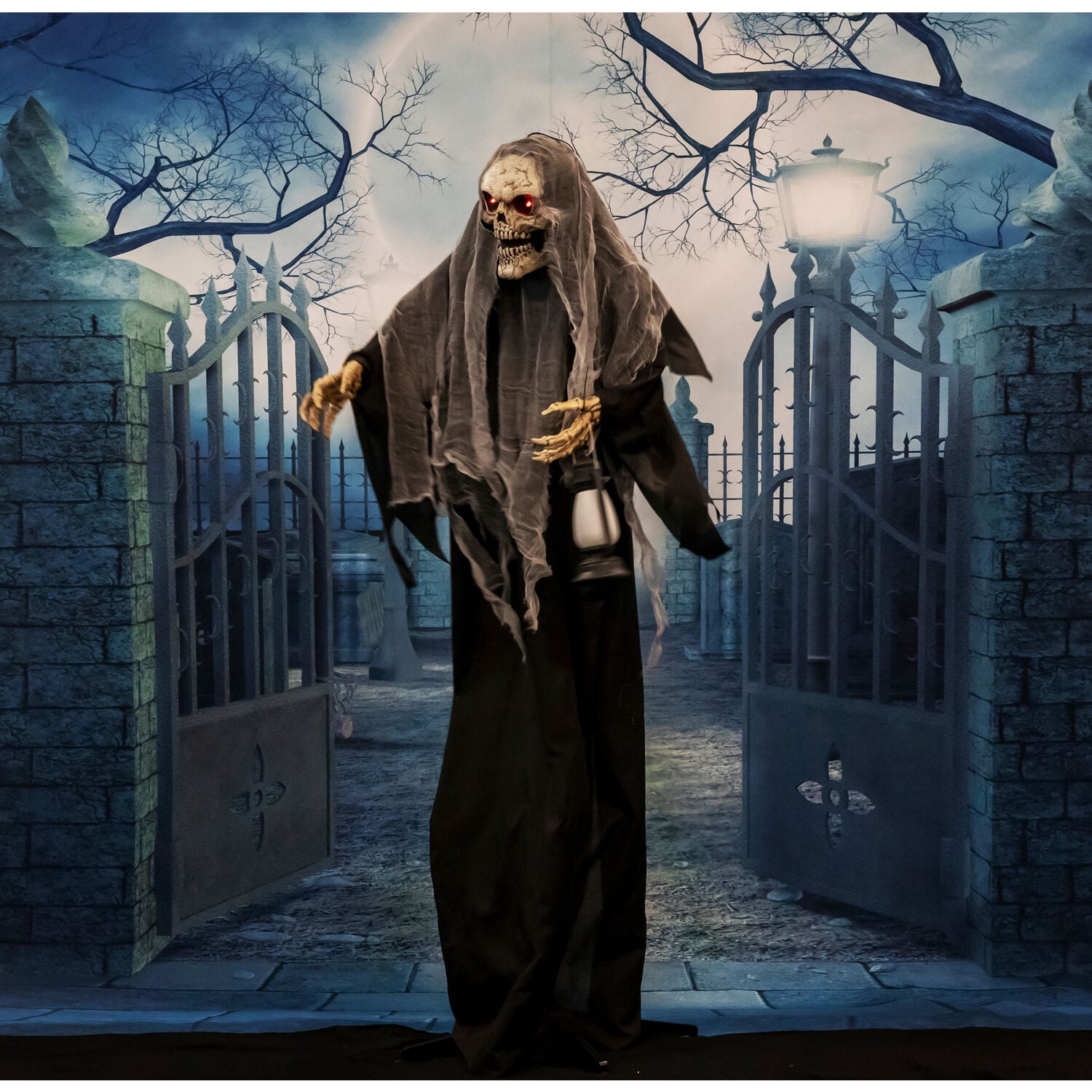 Haunted Hill Farm 5.9 ft Lampa Solais the Animated Gruesome Reaper, Indoor/Covered Outdoor Halloween Decoration, HHRPR-24FLSA