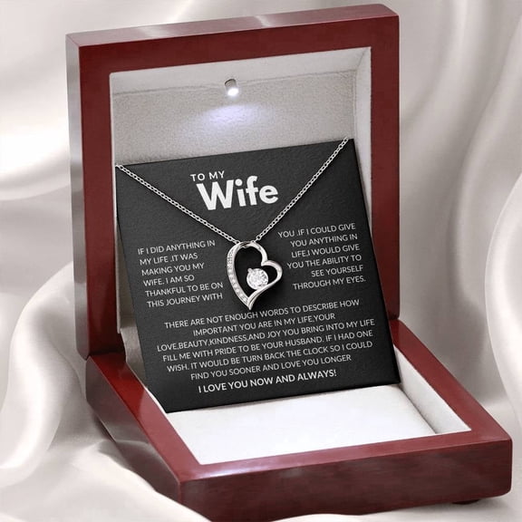 To My Wife Necklace from Husband with Message Card Romantic Gifts for Wife Love Heart Necklace for Women, Wife Jewelry Rose Gold, Wife Birthday Anniversary Valentines Mothers Day Gifts