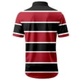 thumbnail image 2 of Mens Polo Shirts Casual Short Sleeve Striped Buckle Lapel Breathable Pullover Tops Loose T Shirts for Man Wine XXXL, 2 of 5