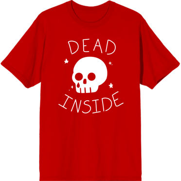 Halloween Cartoon Skull Dead Inside Crew Neck Short Sleeve Adult T-shirt-Large-Red