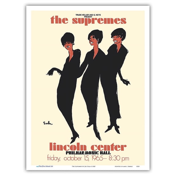 The Supremes - 1965 Lincoln Center Philharmonic Hall Concert - Vintage Music Poster by Joe Eula c.1965 - Master Art Print (Unframed) 9in x 12in