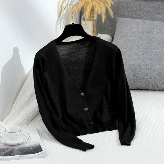 Neewe Cropped Cardigan Bolero Shrug for Women, Button Down Long Sleeve Knit Sweater for Dresses,for Jeans