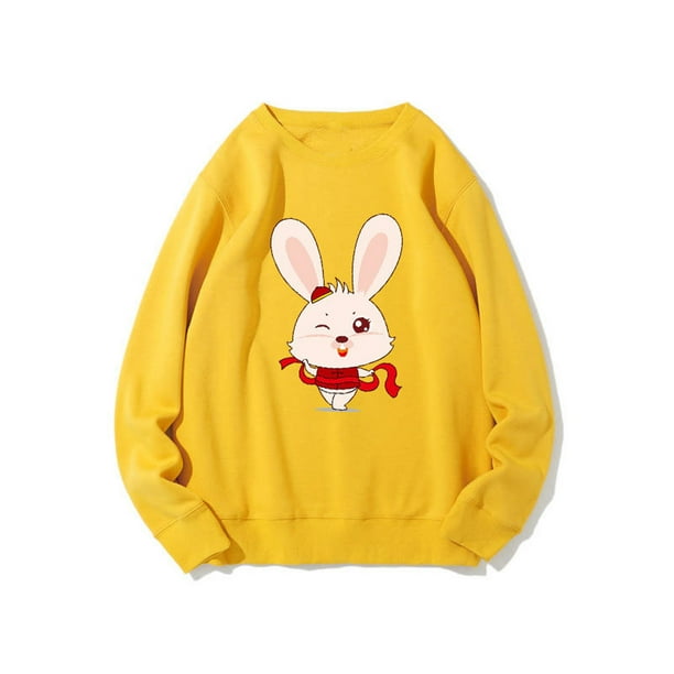 Pntutb Blusa de manga larga suelta de conejo de año nuevo informal linda de moda para mujer Pntutb Pntutb-5873