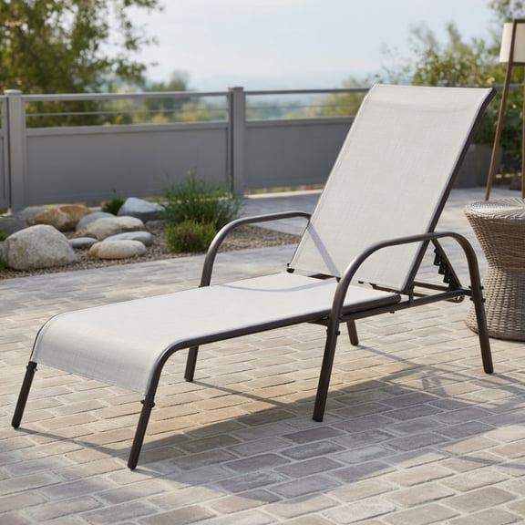 Topcobe Adjustable Patio Chaise Folding Lounge Chair with Backrest, Outdoor Patio Furniture for Balcony Garden Backyard-Gray