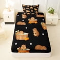 thumbnail image 3 of Erosebridal Brown Cartoon Capybara Twin Sheet Sets,Kawaii Daisy Blossom Bedding For Kids Teens 3pcs, 3 of 6
