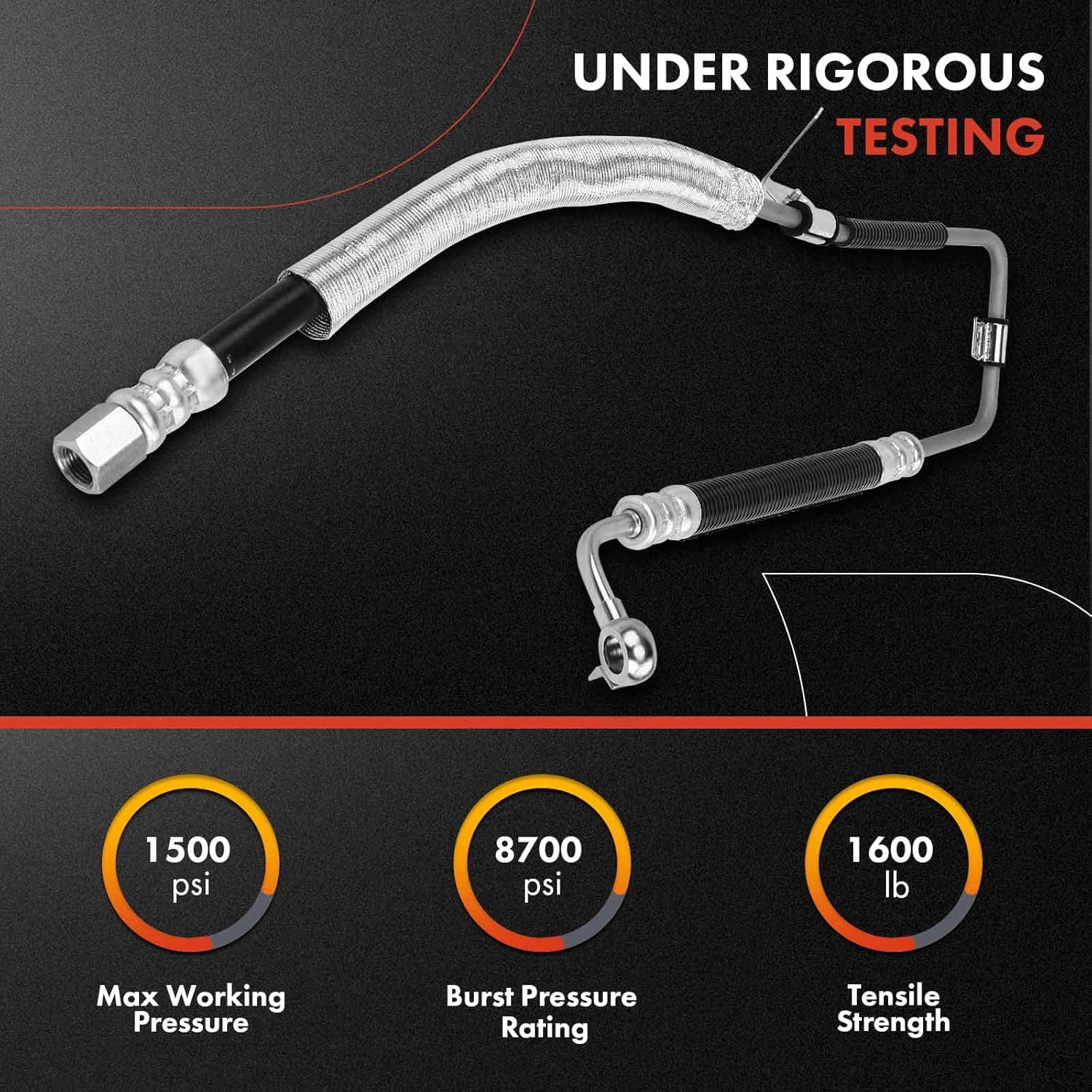 A-Premium Power Steering Pressure Hose Line Assembly Compatible with Toyota Camry 1997-2001, Solara 1999-2003 & Lexus ES300 1997-2001, 3.0L, with Aluminum Foil Sheath, From Pump (43-1/4" Hose)