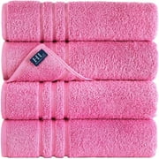 Hawmam Linen Pink Towels - 4-Pack Set of 4 Pink Bath Towels, 100% Turkish Cotton, Soft, Plush, Fluffy, Quickdry, XL, Super Absorbent, Hotel Quality, Spa, Airbnb, Gym, Luxury, Eco Friendly, 600 GSM