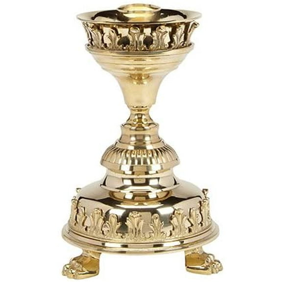 "Religious Notre Dame Brass Altar Candlestick Holder, 8 3/4 Inch"