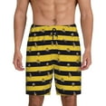 thumbnail image 1 of Fotbe Striped With Bees Pantalones Cortos de Pijama para Hombre, Ropa de Dormir, Pantalones de Pijama Cortos para Hombre-Large, 1 of 6
