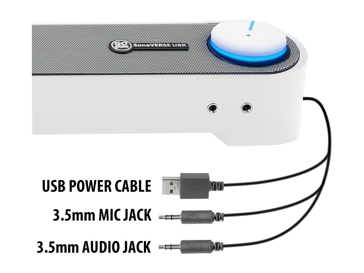 GOgroove SonaVERSE UBR Desktop Computer Sound Bar Speaker (White)