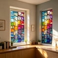 thumbnail image 3 of Stained Glass Window Privacy Film Static Cling - Rainbow Glass Decorative Sun Blocking Window Covering, Non-Adhesive Removable Stickers for Home & Office, 17.7" x 39.4", 3 of 6