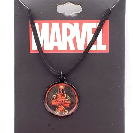 Marvel Deadpool Crossed Arms Pendant Necklace With Black Cord Bioworld New