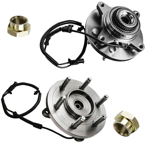 Detroit Axle 515142 Front Wheel Hub and Bearing Assembly w/ CV Spindle Nuts (4pc Set) Replacement for Ford F-150 Expedition Lincoln Navigation 2011 2012 2013 2014 4WD 4x4 6 lug