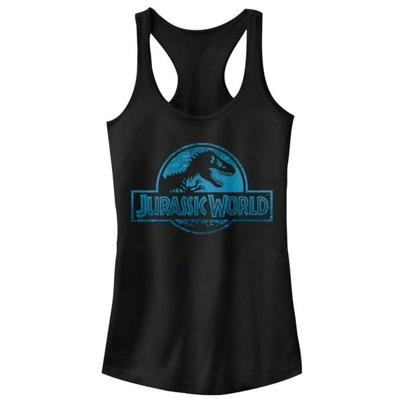 Junior's Jurassic World Water Ripple Logo  Racerback Tank Top Black X Large