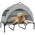 thumbnail image 2 of PawHut Elevated Dog Bed, Portable Raised Pet Bed with Removable Canopy, Cooling Pad, Storage Bag, Outside Pet Cot for Large Dogs, 42" x 30" x 37", 2 of 9