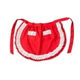 thumbnail image 3 of Delantal de cintura para mujer con bolsillos, delantal de cocina con volantes, delantal de mucama para bar, Rojo, 3 of 9