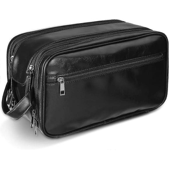 Personalized Leather Travel Toiletry Bag compatible Men, Large Travel Bathroom Shaving Dopp Kit, Large Cosmetic Travel Bag Waterproof_Perfect Gift