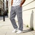 thumbnail image 2 of Mens Pants Athletic Fit Stretch Fashion Drawstring Elastic Waist Solid Color Casual Running Sweatpants With Pockets Workout Cargo Pants, 2 of 10